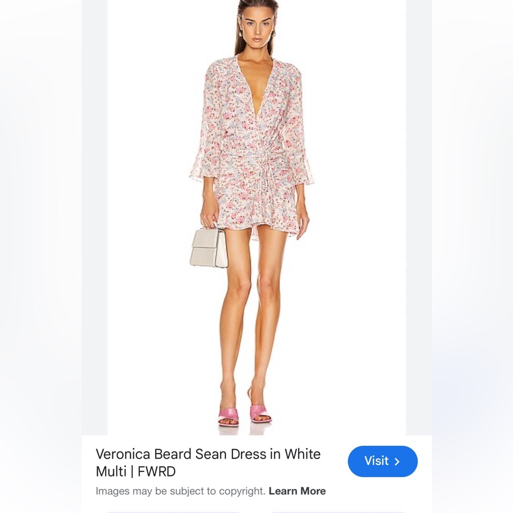 Veronica Beard White Multi Floral Wrap Mini Dress